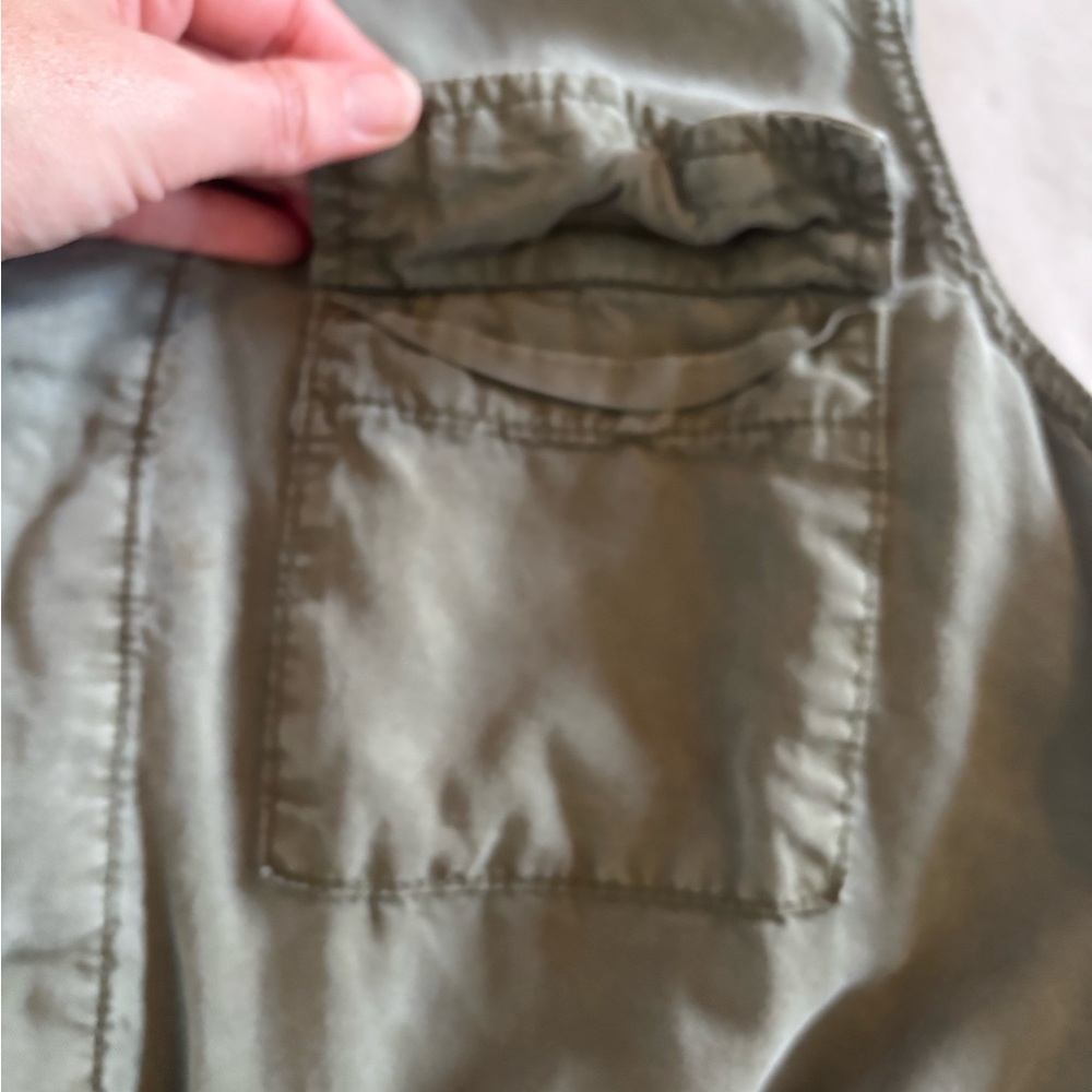 A.N.A Olive Utility Safari Vest Drawstring Waist Cargo Pocket Lyocell Large - Picture 4 of 11